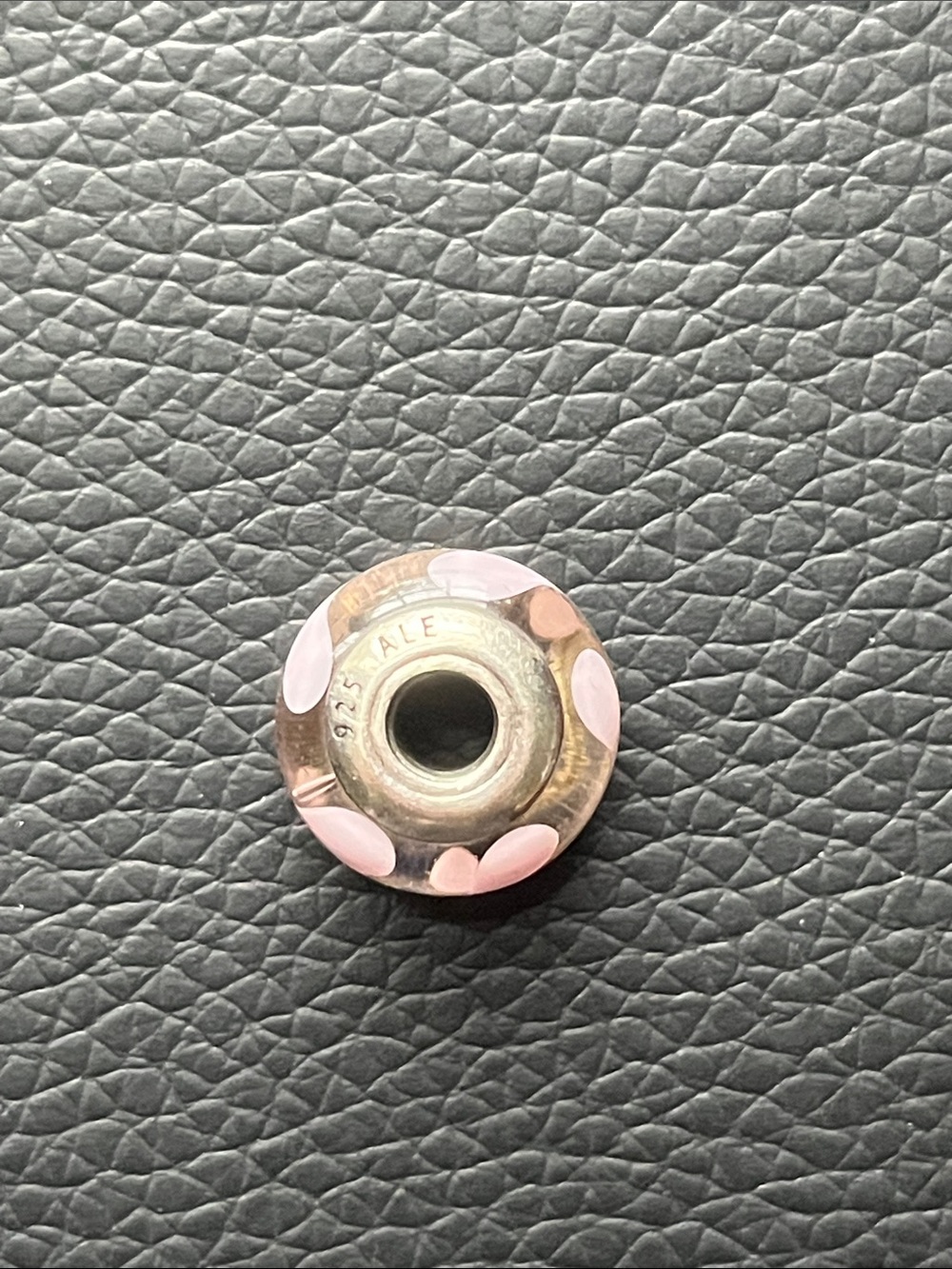 Pandora Sterling Glass Bead Charm with Pink Dots